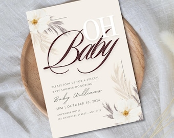 &quot;Mini Einladung &quot;&quot;Oh Baby&quot;&quot; | Bearbeitbare Canva Vorlage