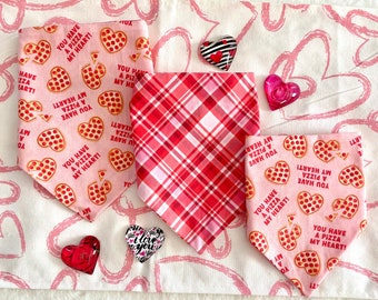 You Have a Piece of My Heart! on Pink/Red and Pink Diagonal Plaid Reversible Dog Bandana.  Personalized, Valentine Pet Accessories