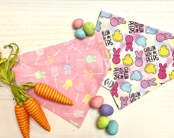 Easter Suckers on Pink with “Chillin with My Peeps” Reversible Bandana, Custom Pet Accessories, Spring Pet Neckwear