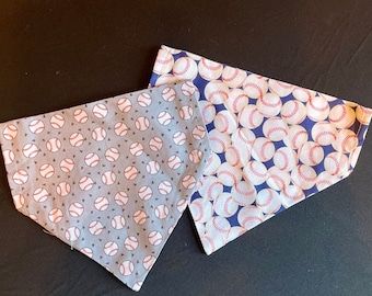 Gray Baseballs on Red Gingham Reversible Dog Bandana, Custom Pet Accessories, Personalized Summer Bandana