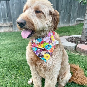 Beignets pour jours/ rayures pastel Bandana réversible pour chien,