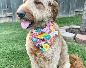 Donuts for Days/Pastel Stripes Reversible Dog Bandana,