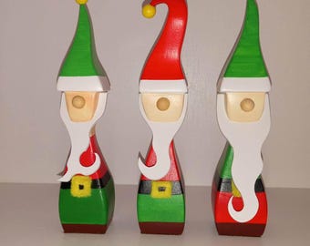 Handmade Wooden Christmas Figurines Elves – Hand Painted Holiday Decor