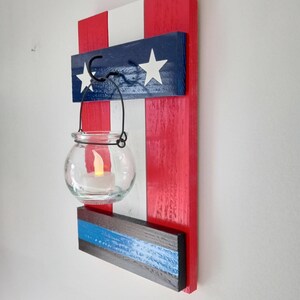 Support the Blue Wall Sconce, Rustic Police Decor, Thin Blue Line