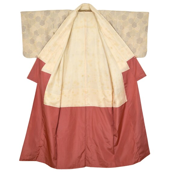Vintage Japanese Ladies Long Cream Kimono Gown - image 3