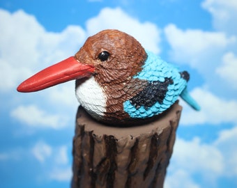 White-throated Kingfisher Decor Figurine Handmade Bird Sculpture figurine Bird Miniature