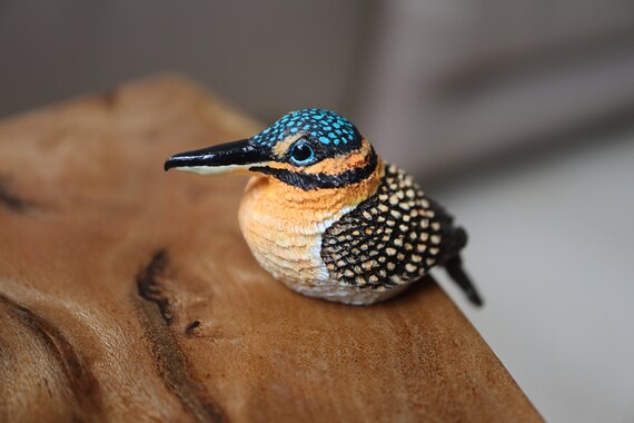 Hook-billed Kingfisher Figurine Handmade Bird Sculpture Figurine