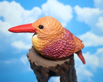 Ruddy Kingfisher Figurine Handmade Bird Sculpture figurine Bird Miniature