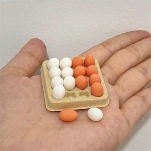 Miniature Eggs Dollhouse Baking Metarial Mini Kitchen Accessory Miniature Eggs Flat Tray 1/12 1/6 Scale Eggs Carton