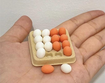 Miniature Eggs Dollhouse Baking Metarial Mini Kitchen Accessory Miniature Eggs Flat Tray 1/12 1/6 Scale Eggs Carton