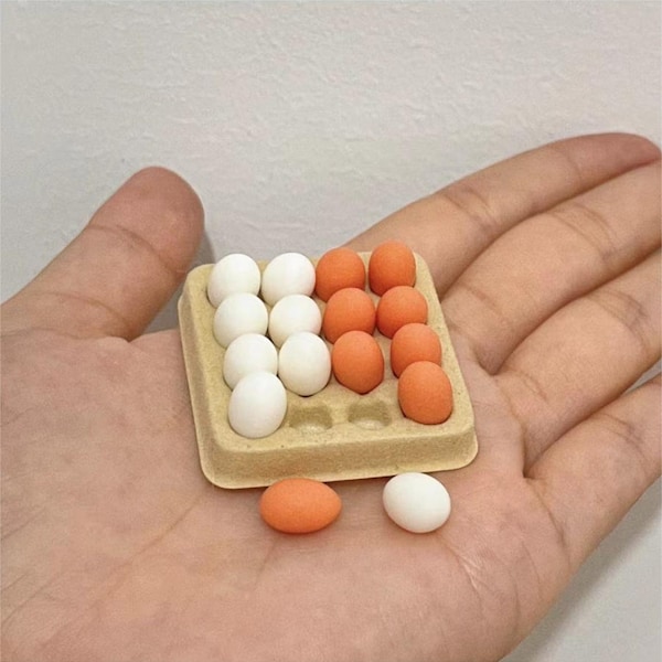 Miniature Eggs Dollhouse Baking Metarial Mini Kitchen Accessory Miniature Eggs Flat Tray 1/12 1/6 Scale Eggs Carton