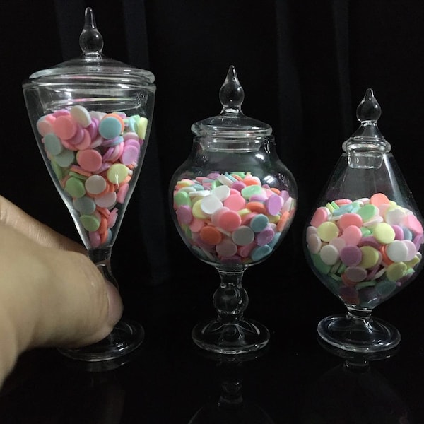 Dollhouse miniatures candy jar real glass bowls clear glassware for 1/6 scale dolls house accessories