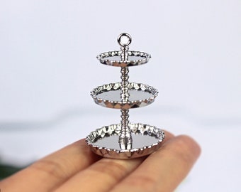 dollhouse miniatures silver serving stand dolls house 3 tiered dessert stand