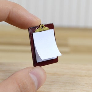 Miniature clipboard with paper dollhouse and playhouse decor miniature school office accessory