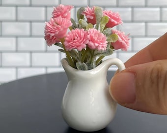 Maison de poupée miniature fleurs dans un vase décoration de salon maison de poupée 1 jolie fleur avec vase à l'échelle 12 pour maison de poupée