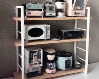 1:6 Scale Dollhouse modern furniture Miniature metal standing shelves white metal bookcase dollhouse furniture