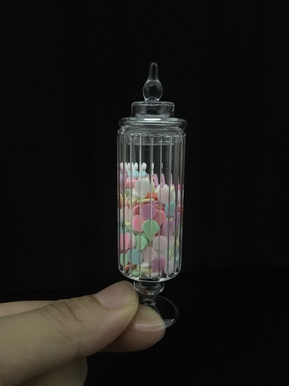 Dollhouse Miniature Real Glass Candy Jar 1/6 Scale Apothecary Jars With Lid  Miniature Storage Glassware for Doll House 
