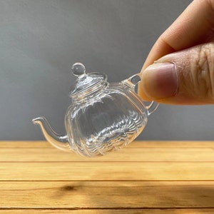 1:6 Miniature glass teapot dollhouse clear tea pot doll kitchen appliance