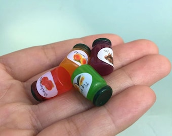 miniature jar of jam dollhouse set of 4 fruits jam mini fake food for dolls house