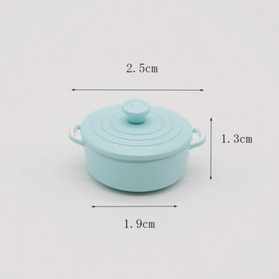 Dollhouse Miniature Crock Pot - 3 Pcs., Pot, Lid & Spoon - 1:6 Scale