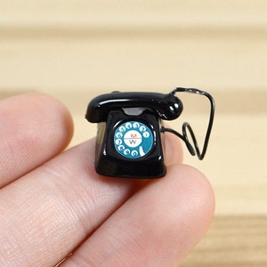 Puppenstube Wählscheibe Telefon 1 Telefon mit Wählscheibe 1 Miniatur Telefon aus Metall