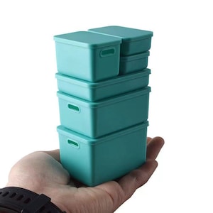 Miniature home plastic storage bins dollhouse storage box dolls house organizer set of 6