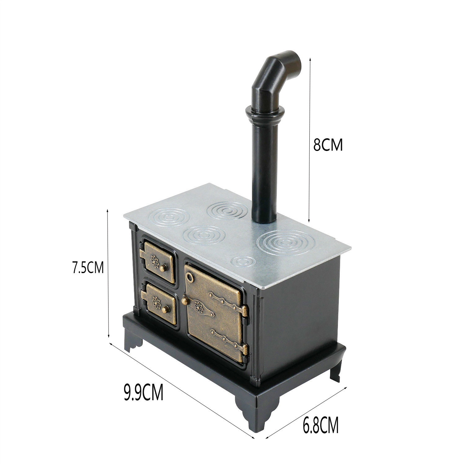 Dollhouse Metal Stove Miniature Kitchen Cook Irom Long Chimney Etsy