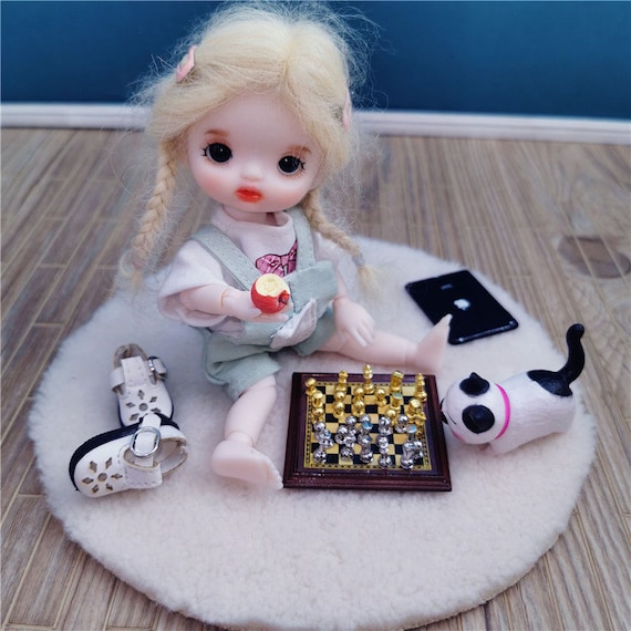 Accessoires Miniatures Maison De Poupée 1/12 – Jeu D’échecs Et Service à Café, Décor Détaillé