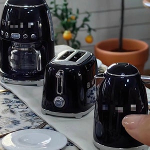 Set of 3 1:6 Scale Toaster Miniature Filter Coffee Machine Mini Kettle for Doll Dollhouse Kitchen Decor 1/6 Scale Appliances