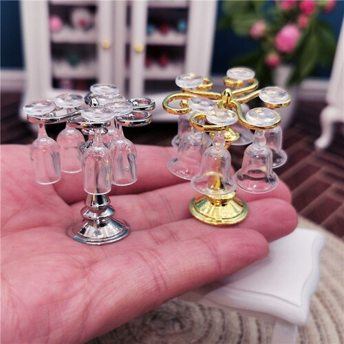 Dollhouse Wine Glasses With Rack Miniature Home Decoration | Etsy