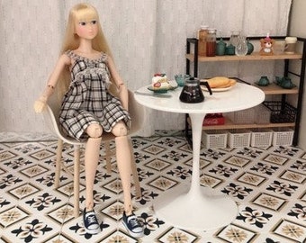 1:6 scale tulip dining table dollhouse modern furniture for BJD Blythe doll miniature barbell oval dining table for dolls house
