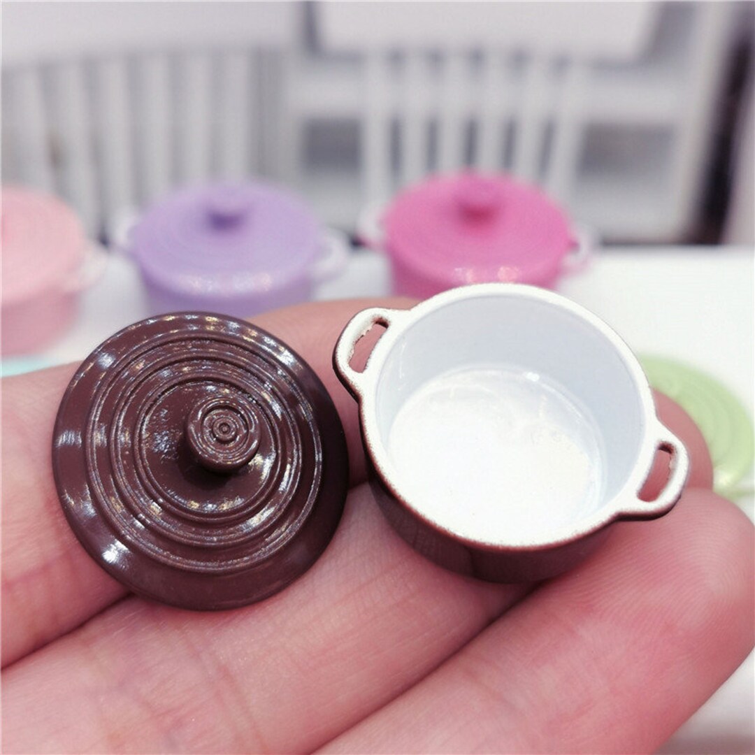 Odoria 1/12 Miniatur-Kochgeschirr-Set – 3-teilig (Topf, Pfanne, Kasserolle) Aus Metall, Kupferfarbe Für Puppenhaus