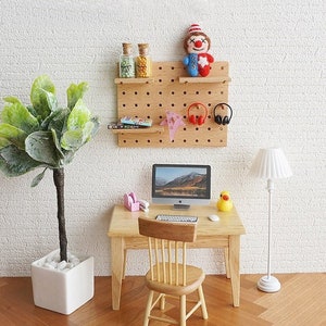 Miniature Wood Display Shelf Mini Wood Floating Pegboards Organizer ...