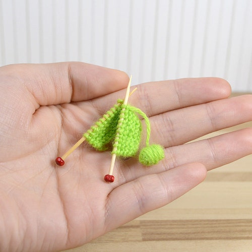 Miniature Knit in Progress Dollhouse Miniature Knitting Etsy