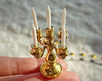 Dollhouse Miniature 5-arm Candelabra 1:12 Scale candlesitcks Miniature Candle Holder for Dolls House