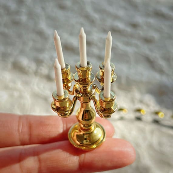 Puppenhaus Miniatur 5-armiger Kerzenleuchter 1:12 Candlesitcks Miniatur Kerzenhalter für Puppenstube