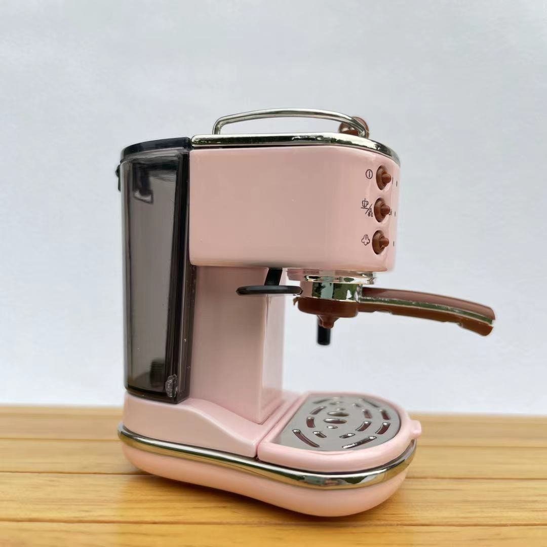 1/6th Scale Miniature Espresso Coffee Machine Dollhouse Pink Coffee Maker 