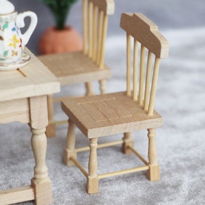 1:12th scale wooden chair dollhouse miniature unpainted wood dining chair for dolls house