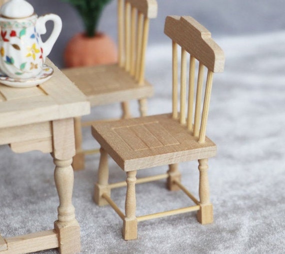 1:12th scale wooden chair dollhouse miniature unpainted wood | Etsy