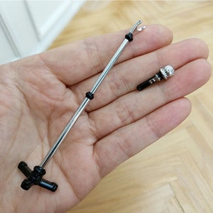 Dollhouse miniature microphone dollhouse music instrument miniature metal microphone on stand