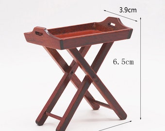 112th scale dollhouse miniature furniture wood tea table mini flood standing folding dining table wood tray for dolls house