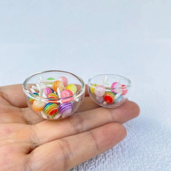 Miniature real glass bowl dollhouse candy bowl mini salad bowl for dolls house