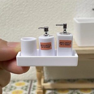 Dollhouse accessory set of 4  lotion bottle for dolls house decor miniature toothbrush tray dolls bathroom wash set
