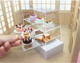 Dollhouse furniture miniature clear acrylic bakery showcase miniature display 1/12 scale dollhouse showcase