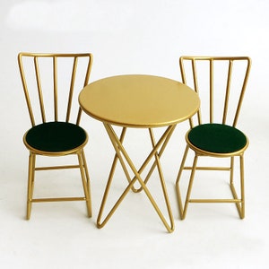 Dolls house modern furniture miniature metal table mini alloy chairs for dolls 1/6 scale furniture for Blythe dollhouse image 8