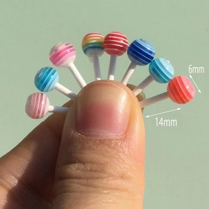 20 pieces mixed miniature rainbow lollipops miniature food for dolls mini house miniature candy 1/12 scale