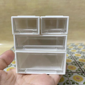 Miniature stacking drawer organizer set of 4 dollhouse modern furniture miniature plastic storage drawers for dolls house