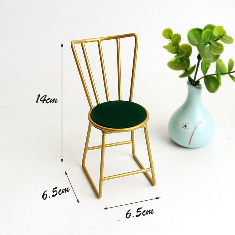 Dolls house modern furniture miniature metal table mini alloy chairs for dolls 1/6 scale furniture for Blythe dollhouse Gold Chair