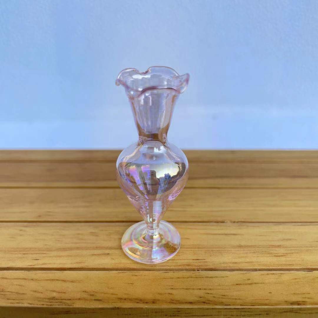 Pink Glass Vase Dolls House Glassware Mini Real Glass Dh17089 my