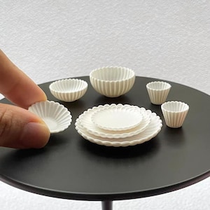 Miniature plate dollhouse kitchenware 1:6 scale bowl mini cup for doll 8 pieces plastic dollhouse kitchen accessory in miniature